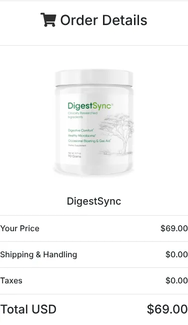 DigestSync order summary at checkout, October 13, 2026